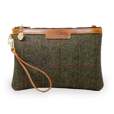 Diana 2 in 1 Clutch - Green & Red Tweed Check