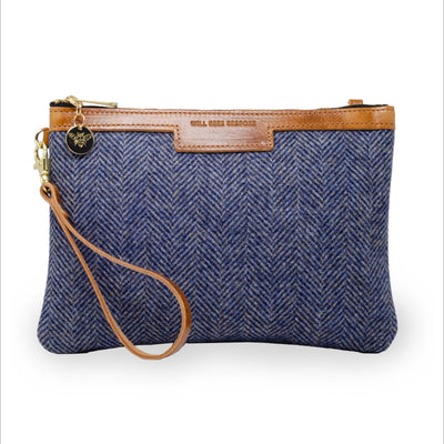 Diana 2 in 1 Clutch - Blue Herringbone Tweed
