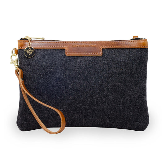 Diana 2 in 1 Clutch - Dark Grey Wool