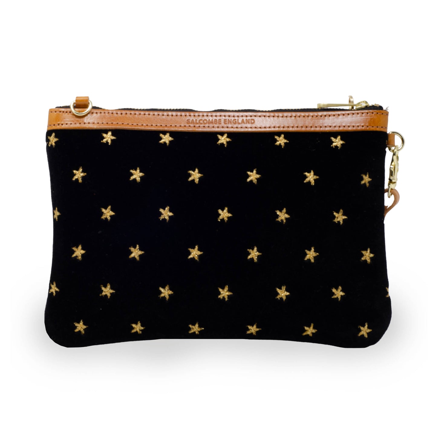 Diana 2 in 1 Clutch - Gold Stars on Black Velvet
