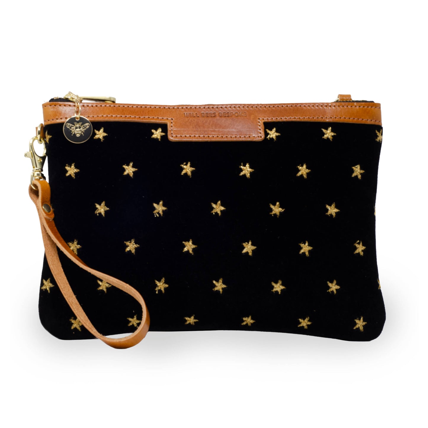 Diana 2 in 1 Clutch - Gold Stars on Black Velvet
