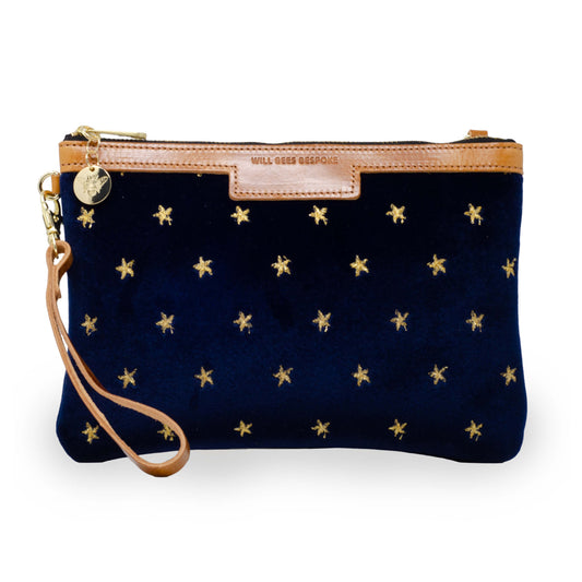 Diana 2 in 1 Clutch - Gold Stars on Navy Velvet