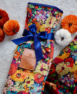 Long Hot Water Bottle & Cover - Bumblebee Garden in Mini Midday Sun