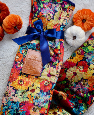 Long Hot Water Bottle & Cover - Bumblebee Garden in Mini Midday Sun