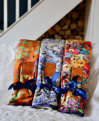 Long Hot Water Bottle & Cover - Bumblebee Garden in Mini Midday Sun