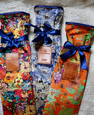 Long Hot Water Bottle & Cover - Bumblebee Garden in Mini Midday Sun