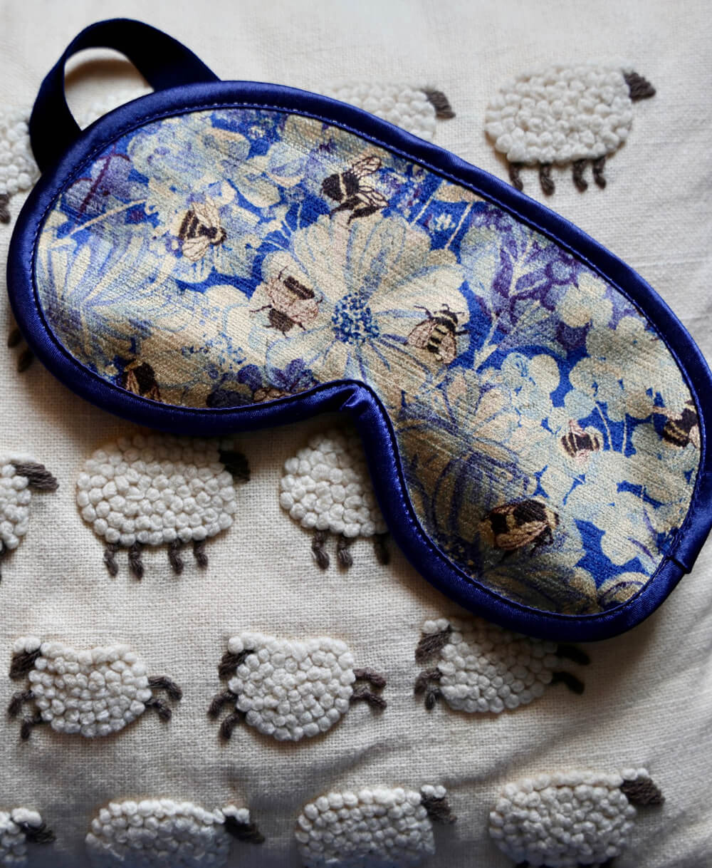Eye Mask - Bumblebee Haven in Blue Sea - Will Bees Bespoke