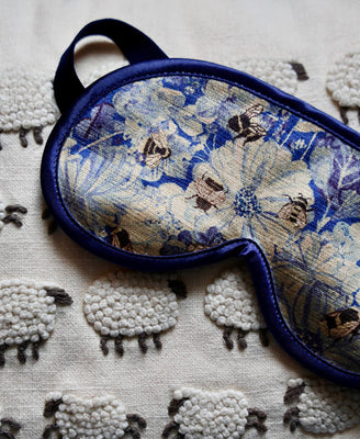 Eye Mask - Bumblebee Haven in Blue Sea - Will Bees Bespoke
