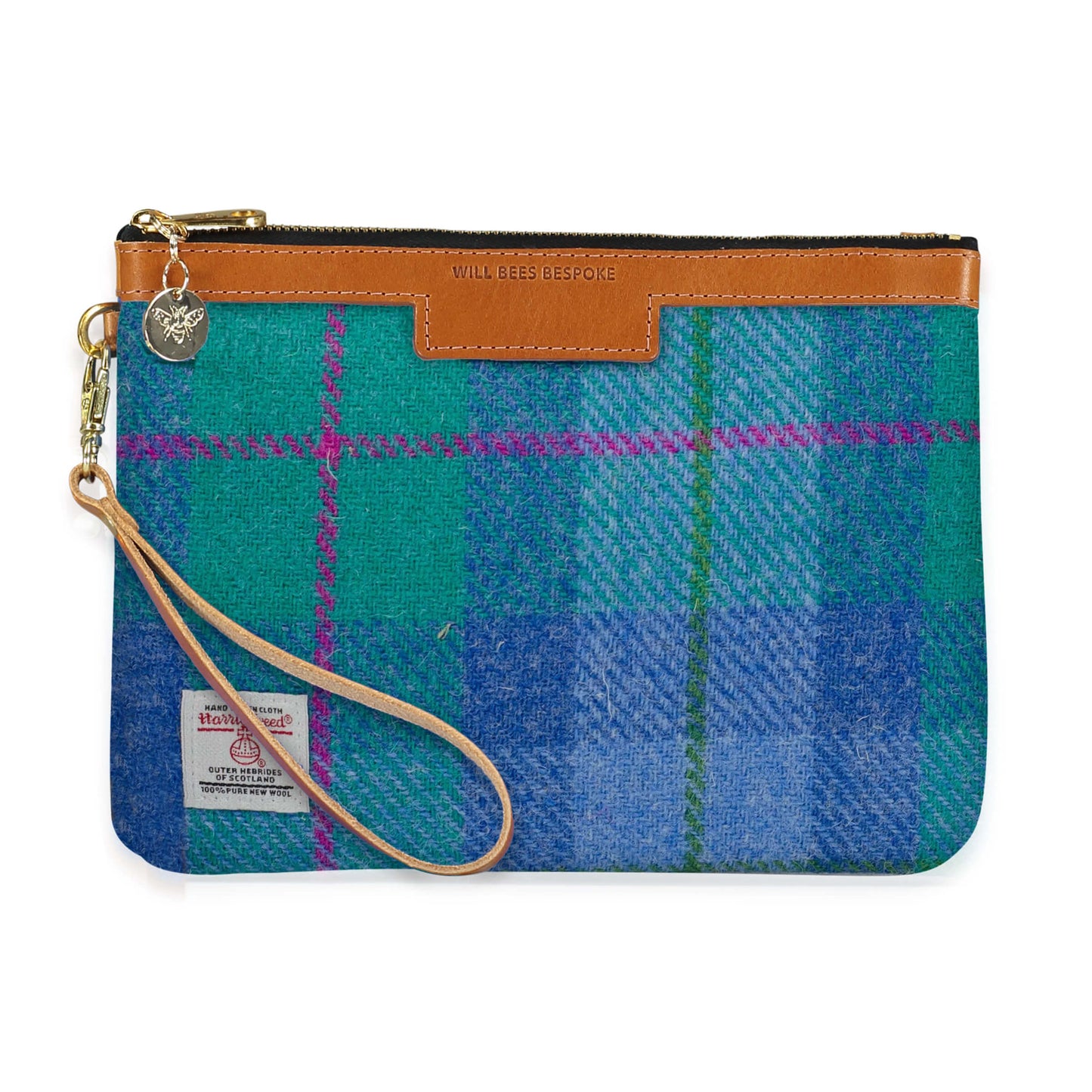 Diana 2 in 1 Clutch - Harris Tweed® Blue & Teal - Will Bees Bespoke