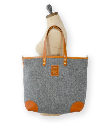 Large Tote - Grey Herringbone Tweed