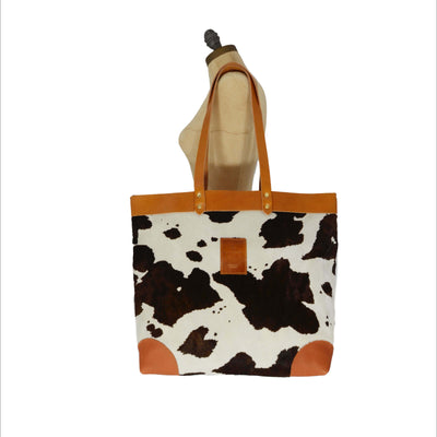 Large Tote - Brown Cow Print - Will Bees Bespoke