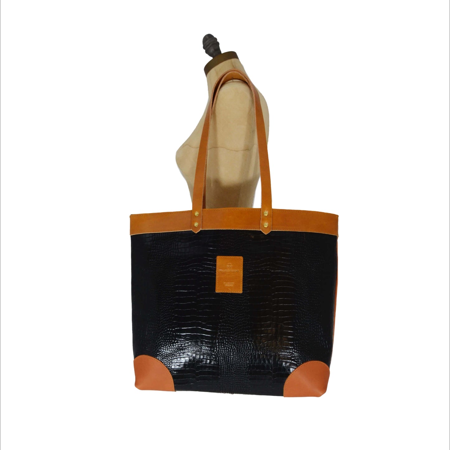 Large Tote - Black Croc - Will Bees Bespoke