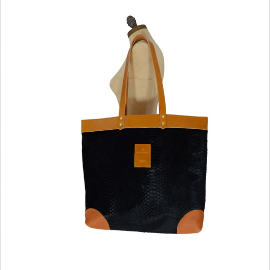 Large Tote - Black Snake Print - Will Bees Bespoke