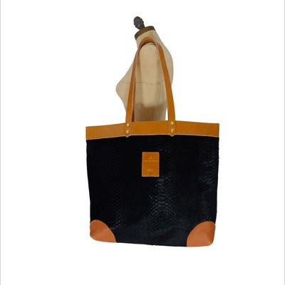 Large Tote - Black Snake Print - Will Bees Bespoke