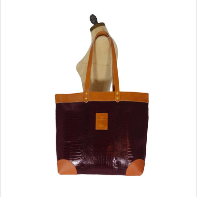 Large Tote - Burgundy Croc - Will Bees Bespoke
