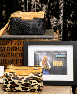 Mini Diana 2 in 1 Clutch - Black Snake Print - Will Bees Bespoke