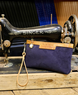 Mini Diana 2 in 1 Clutch - Navy Suede - Will Bees Bespoke