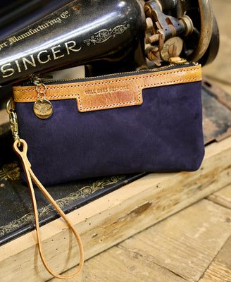 Mini Diana 2 in 1 Clutch - Navy Suede - Will Bees Bespoke