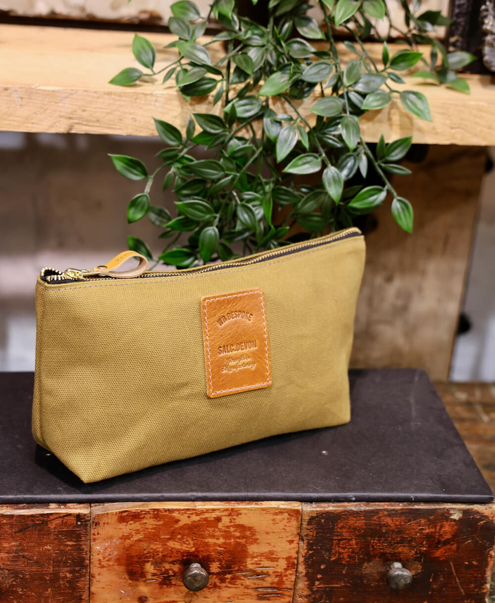 Mens Wash Bag - Khaki Canvas - Will Bees Bespoke