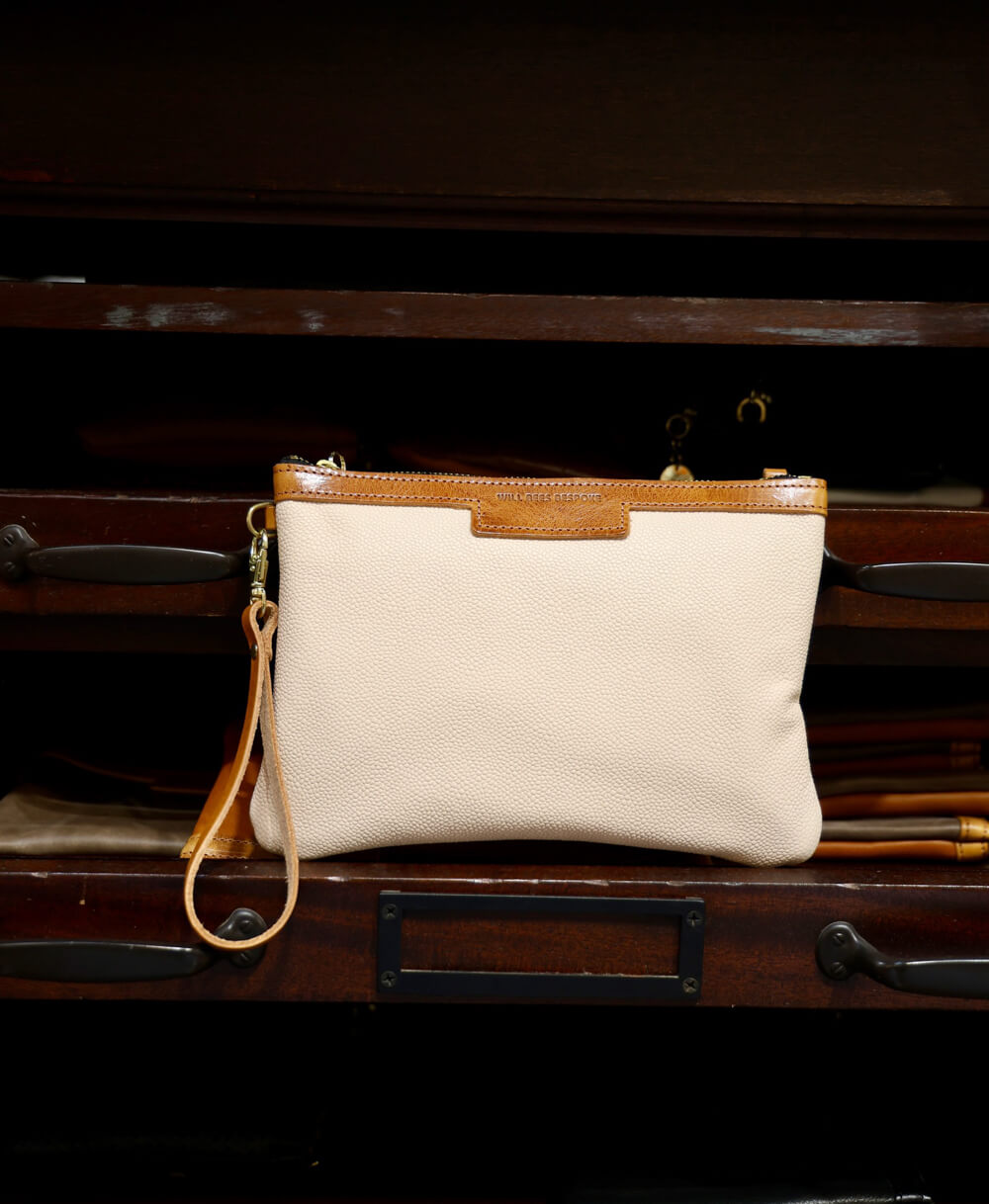 Diana 2 in 1 Clutch - Ecru Leather - Will Bees Bespoke