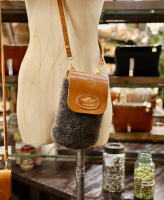 Phone Bag - Charcoal Sheepskin - Will Bees Bespoke