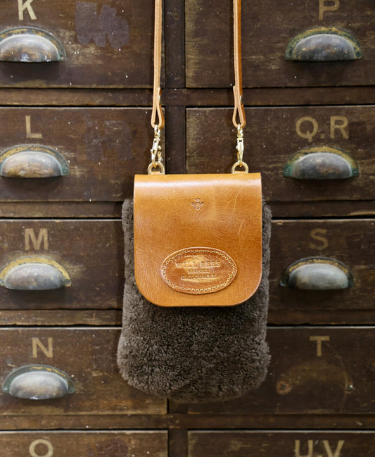 Phone Bag - Charcoal Sheepskin - Will Bees Bespoke