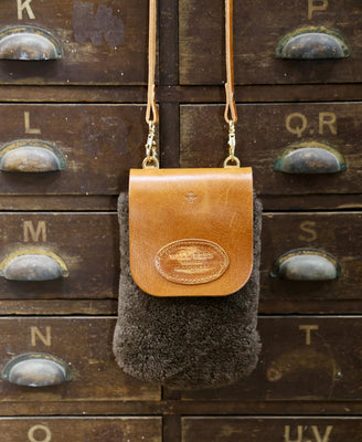 Phone Bag - Charcoal Sheepskin - Will Bees Bespoke
