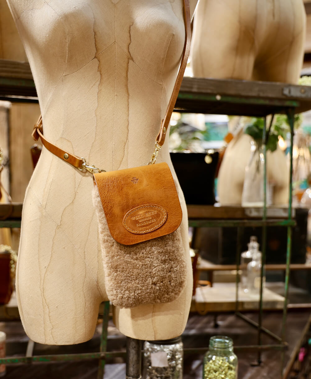 Phone Bag - Caramel Sheepskin - Will Bees Bespoke