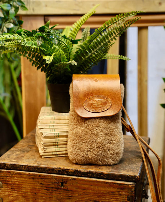 Phone Bag - Caramel Sheepskin - Will Bees Bespoke