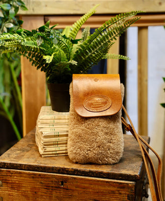 Phone Bag - Caramel Sheepskin - Will Bees Bespoke
