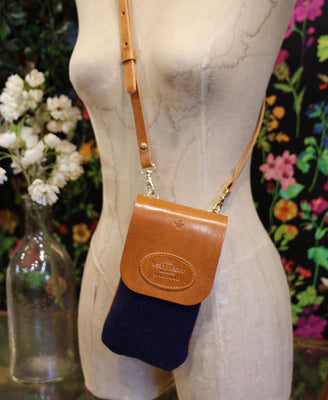 Phone Bag - Navy Wool - Will Bees Bespoke