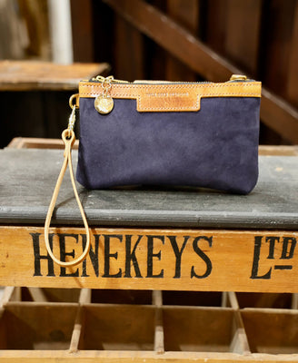 Mini Diana 2 in 1 Clutch - Navy Suede - Will Bees Bespoke