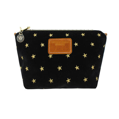 Velvet Make up Bag - Gold Stars on Black Velvet - Will Bees Bespoke