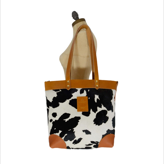 Medium Tote - Black Cow Print - Will Bees Bespoke