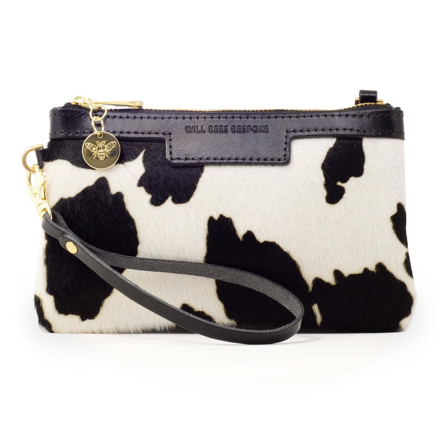 Mini Diana 2 in 1 Clutch - Black Cow Print - Black Leather