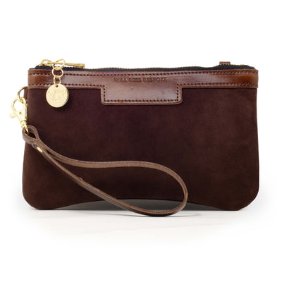 Mini Diana 2 in 1 Clutch - Chocolate Suede - Brown Leather