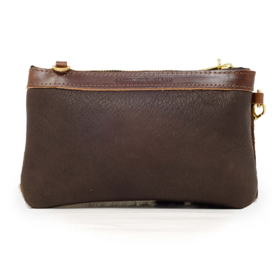 Mini Diana 2 in 1 Clutch - Brown Cow Print - Brown Leather