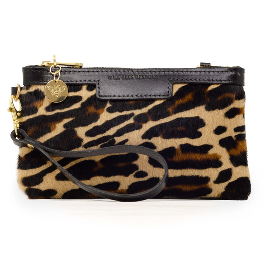 Mini Diana 2 in 1 Clutch - Leopard Print - Black Leather