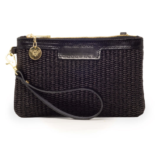 Mini Diana 2 in 1 Clutch - Raffia in Black