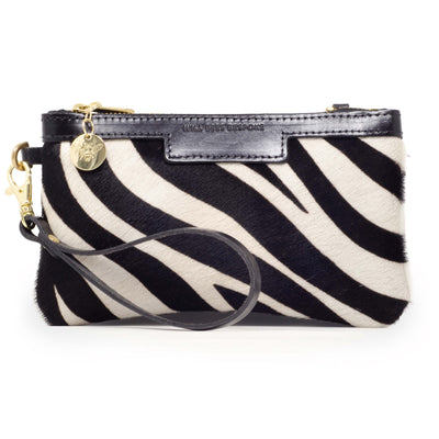 Mini Diana 2 in 1 Clutch - Zebra Print - Black Leather