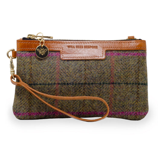 Mini Diana 2 in 1 Clutch - Green & Pink Tweed Check