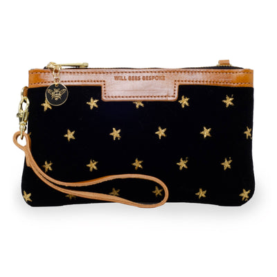 Mini Diana 2 in 1 Clutch - Gold Stars on Black Velvet