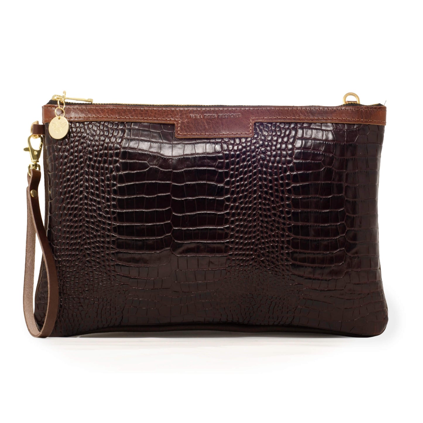 Oversized Diana 2 in 1 Clutch - Brown Croc