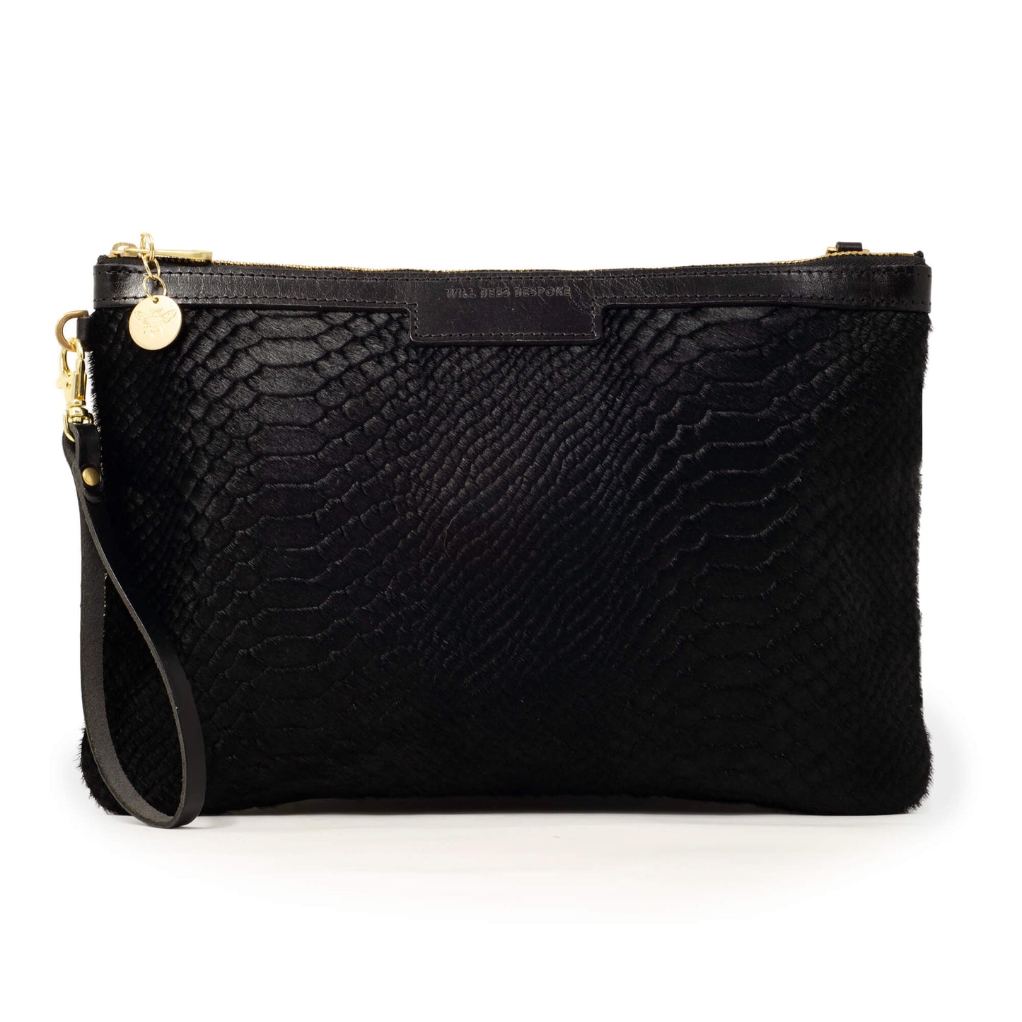 Oversized Diana 2 in 1 Clutch - Black Snake Print - Black Leather