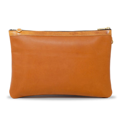 Oversized Diana 2 in 1 Clutch - Tan Leather