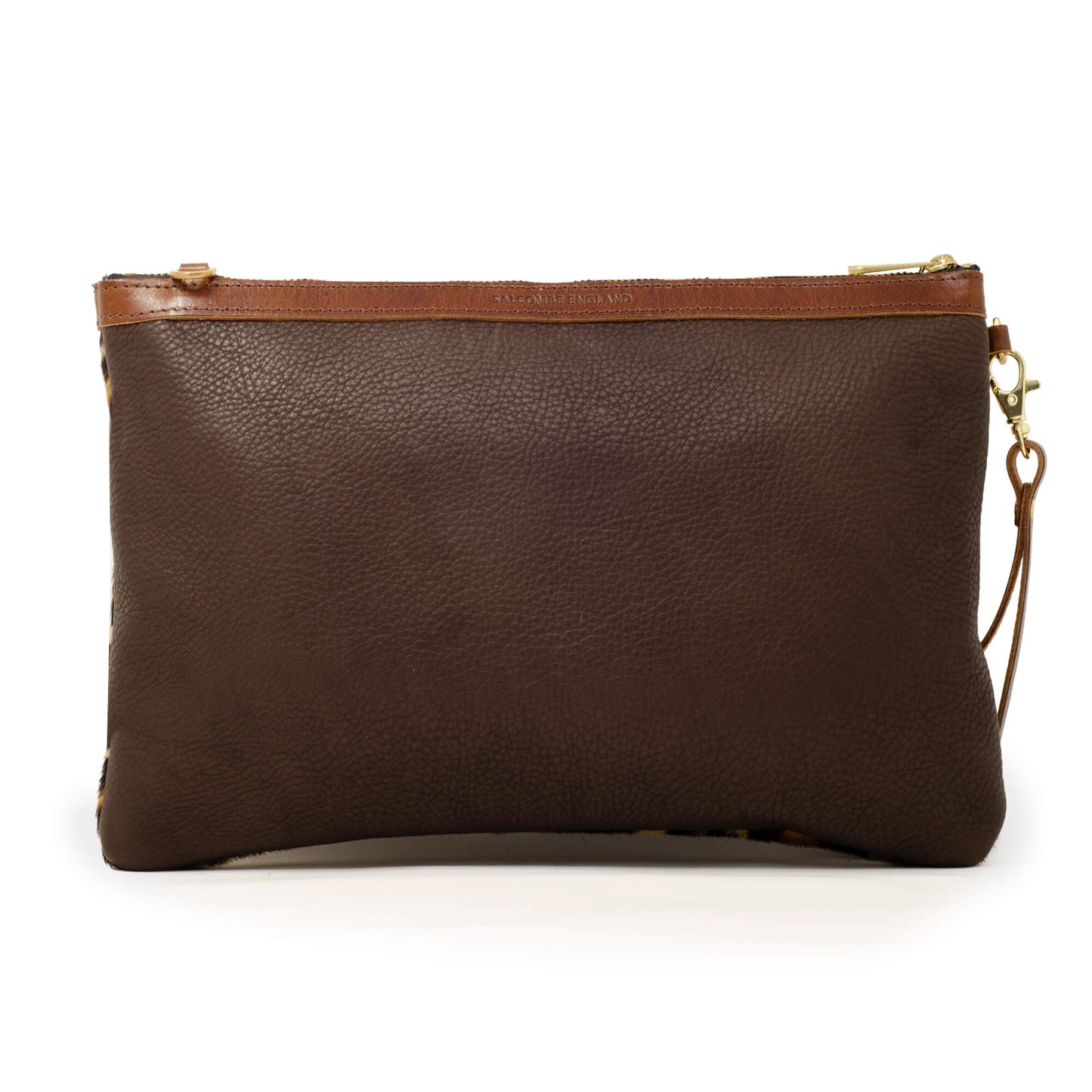 Oversized Diana 2 in 1 Clutch - Leopard Print - Brown Leather