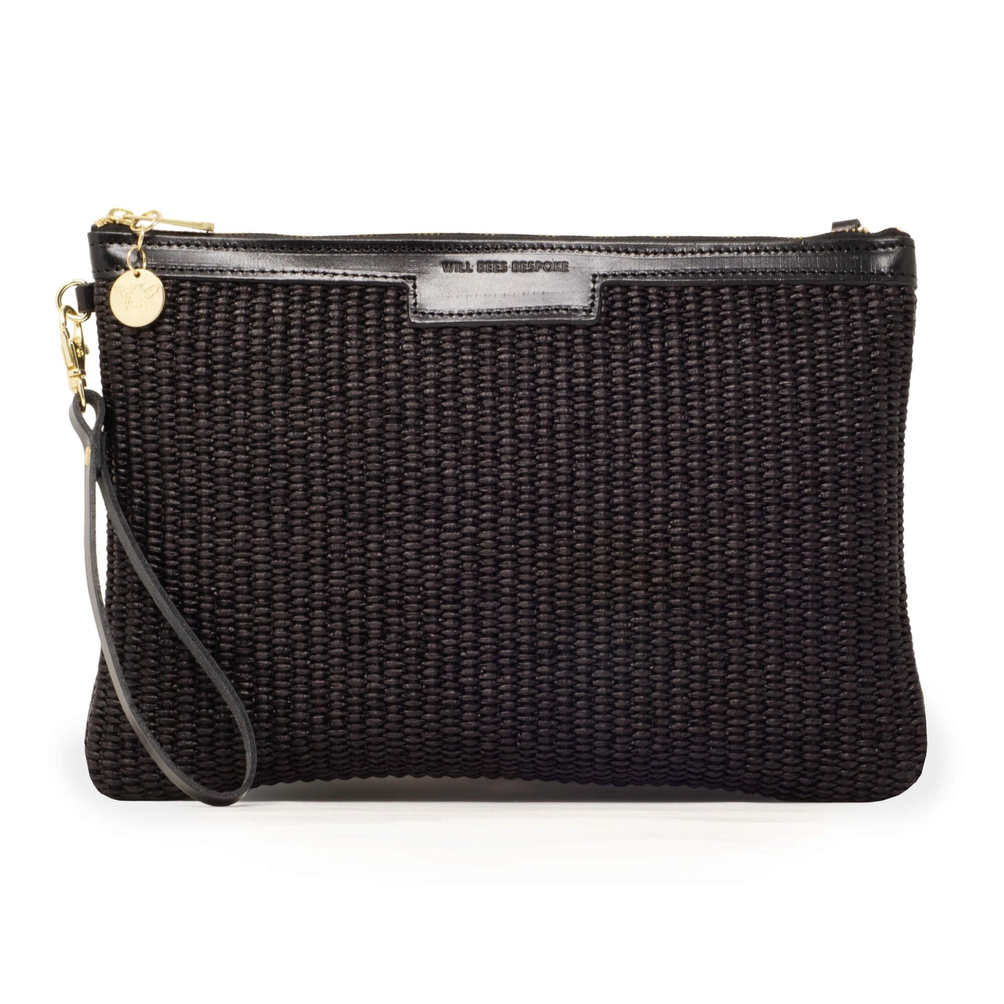Oversized Diana 2 in 1 Clutch - Raffia in Black