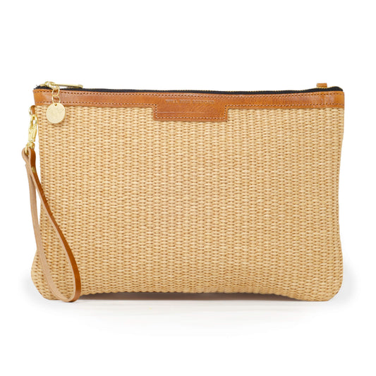 Oversized Diana 2 in 1 Clutch - Raffia in Natural