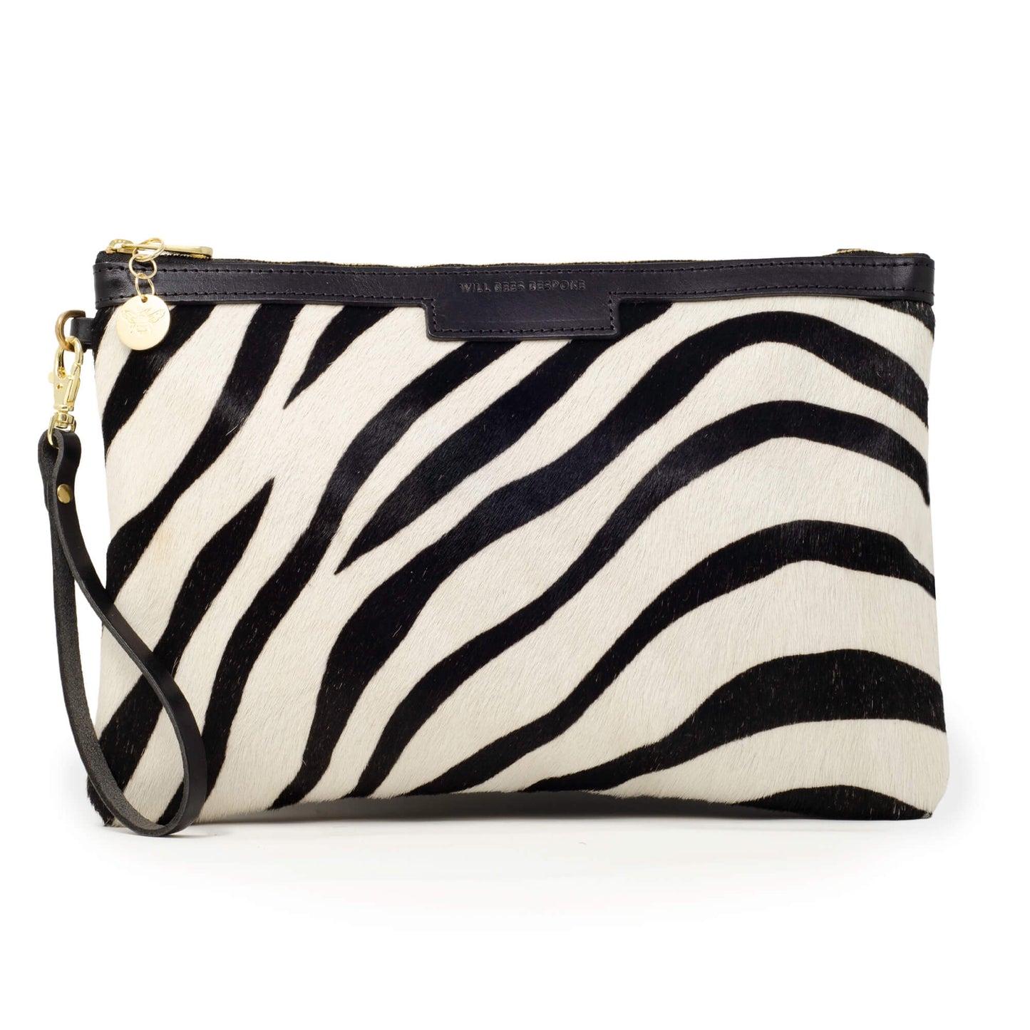 Oversized Diana 2 in 1 Clutch - Zebra Print - Black Leather