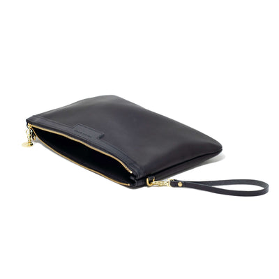 Oversized Diana 2 in 1 Clutch - Black Leather